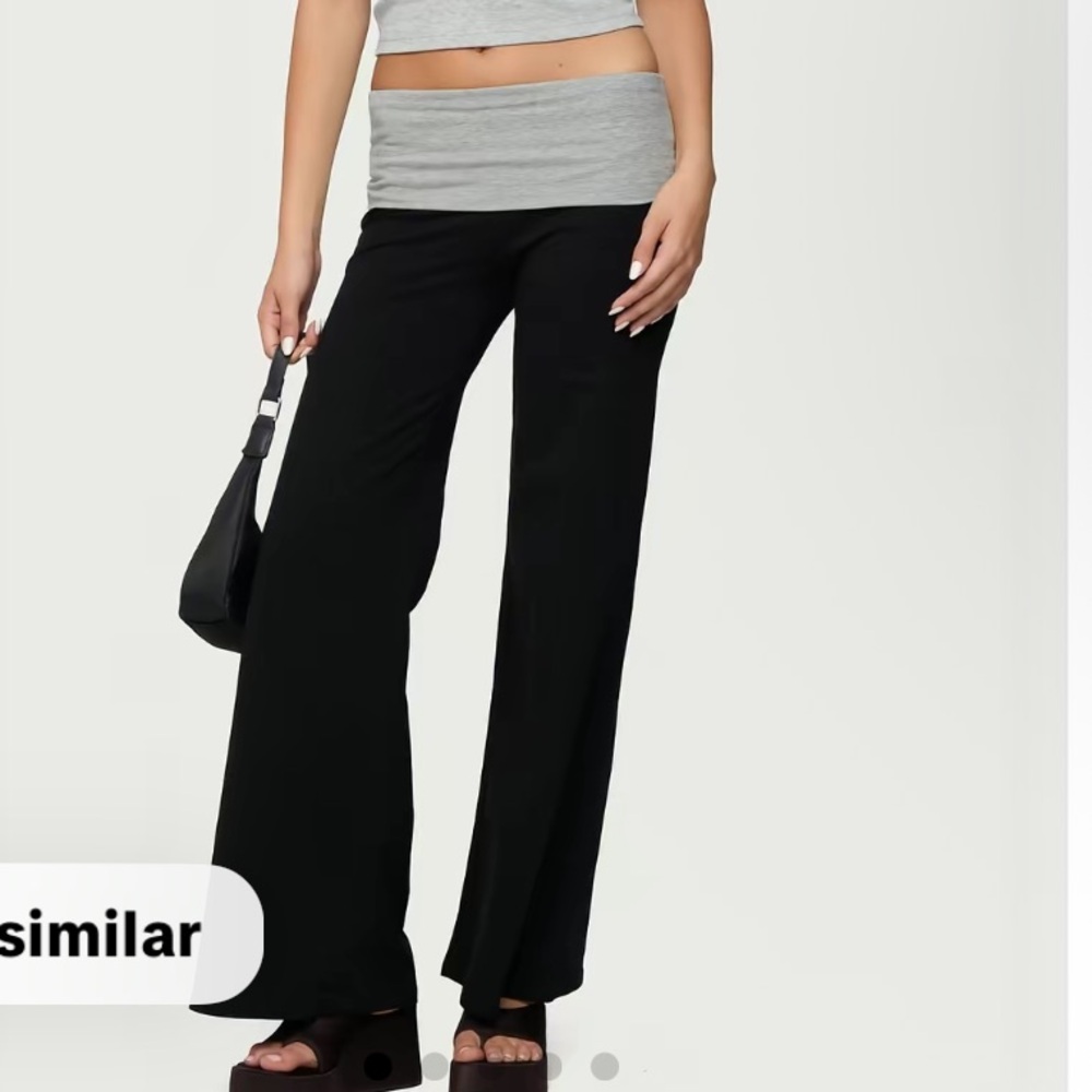 Black Wide Leg Fold Over Pants